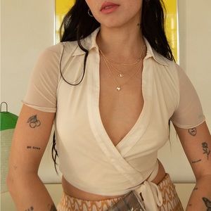 West of Melrose mesh wrap top size L